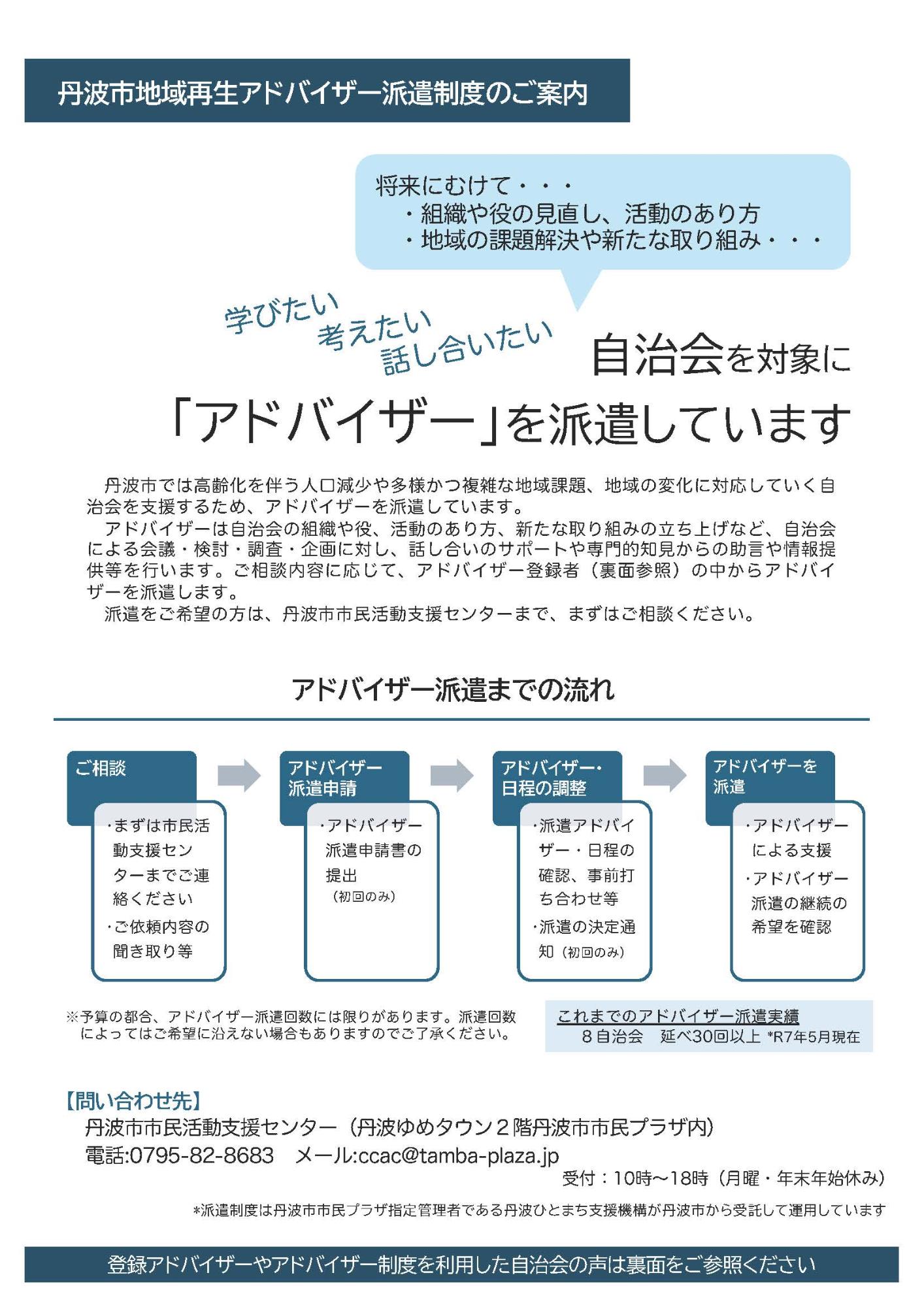 丹波市地域再生アドバイザー派遣制度のご案内