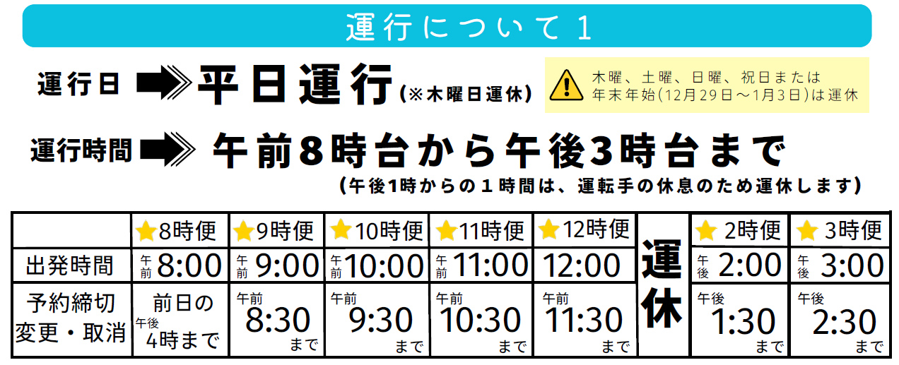 デマンド(予約)型乗合タクシー 運行について