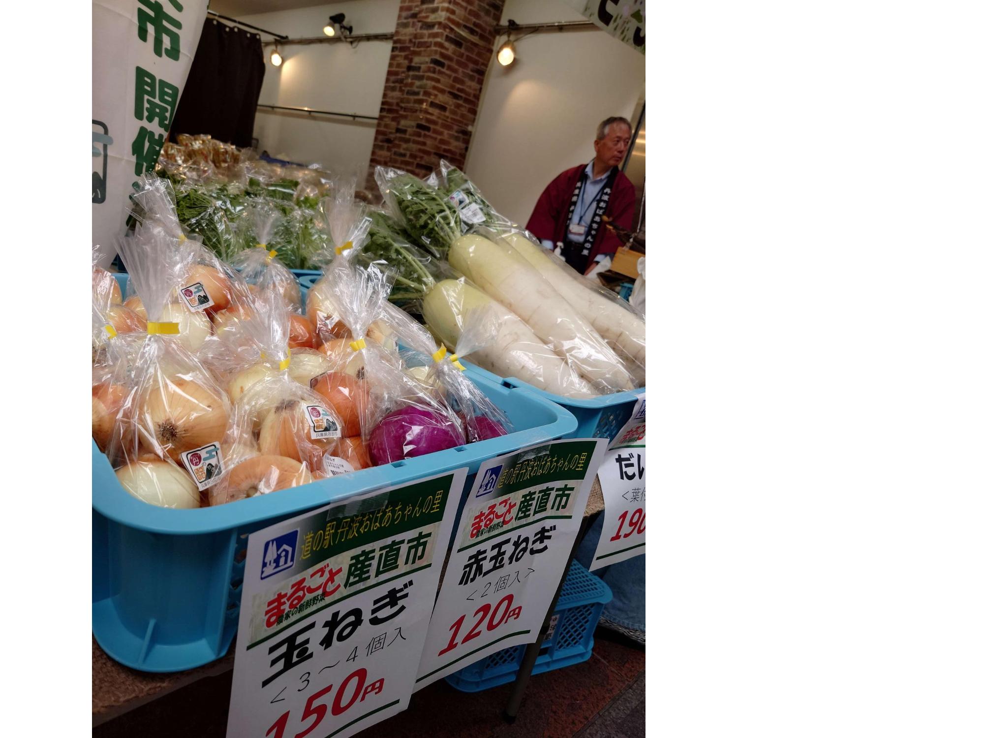 陳列された野菜(天神橋筋商店街まちMALL)