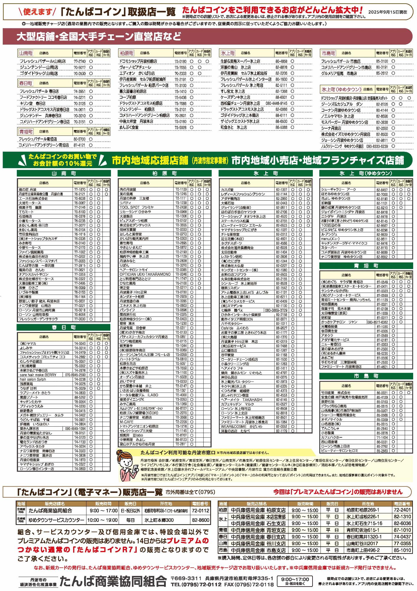 たんばコインチラシ裏