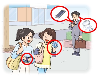 リチウムイオン電池使用製品(スマートフォン・ワイヤレスイヤホン・スマートウォッチ・携帯扇風機)