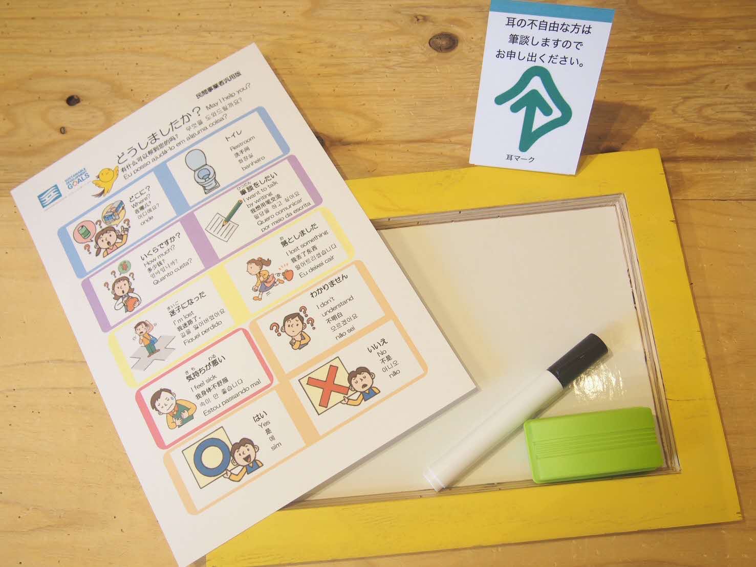 コミュニケーションボードと筆談ボード