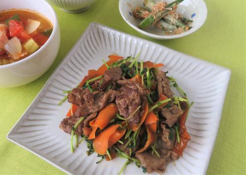 にんじんと牛肉の甘辛炒め