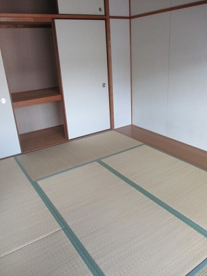 奥に襖の押入れがある畳敷きの和室