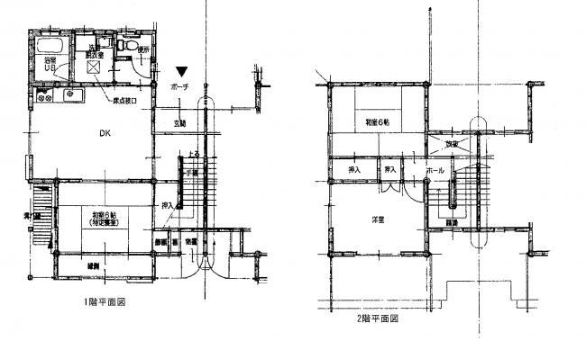 3DKの1階、2階それぞれの部屋の間取り図