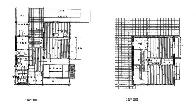 3DKの部屋の1階、2階それぞれの間取り図