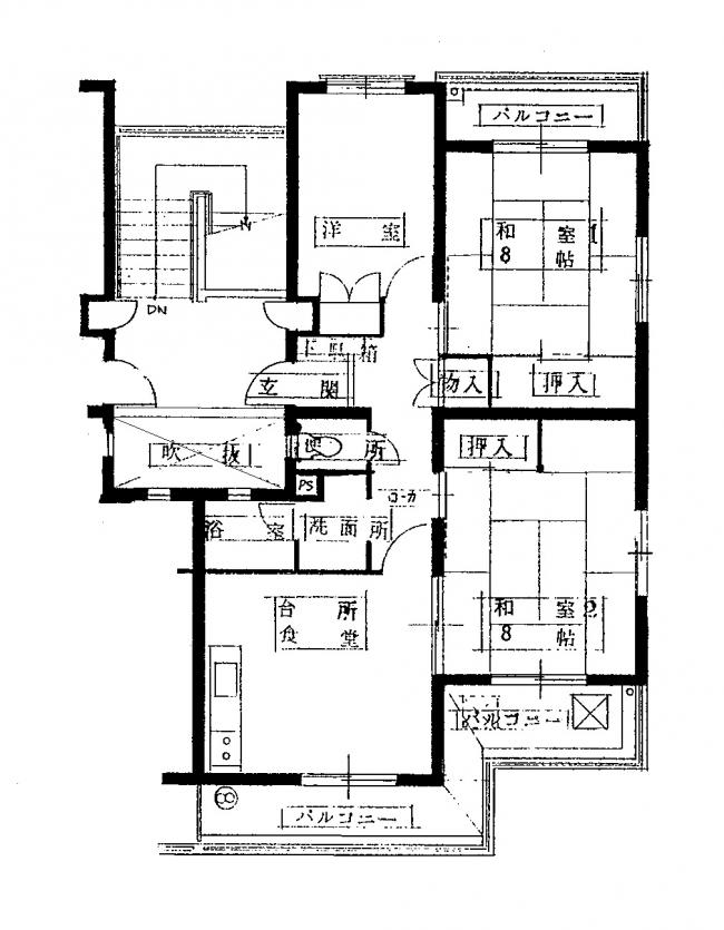 3DKの部屋の間取り図