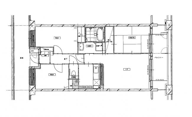 洋室が2部屋ある一戸全体の間取り図