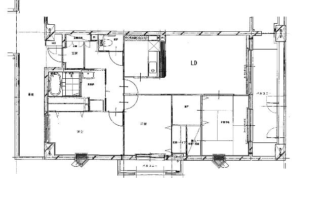 和室が1部屋洋室が2部屋ある一戸全体の間取り図