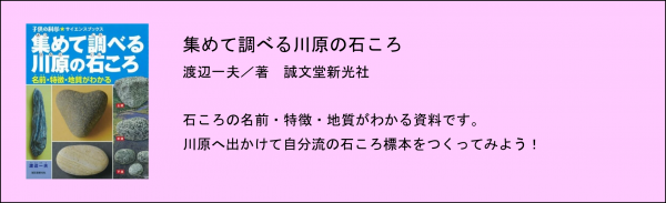 集めて調べる川原の石ころの解説イラスト