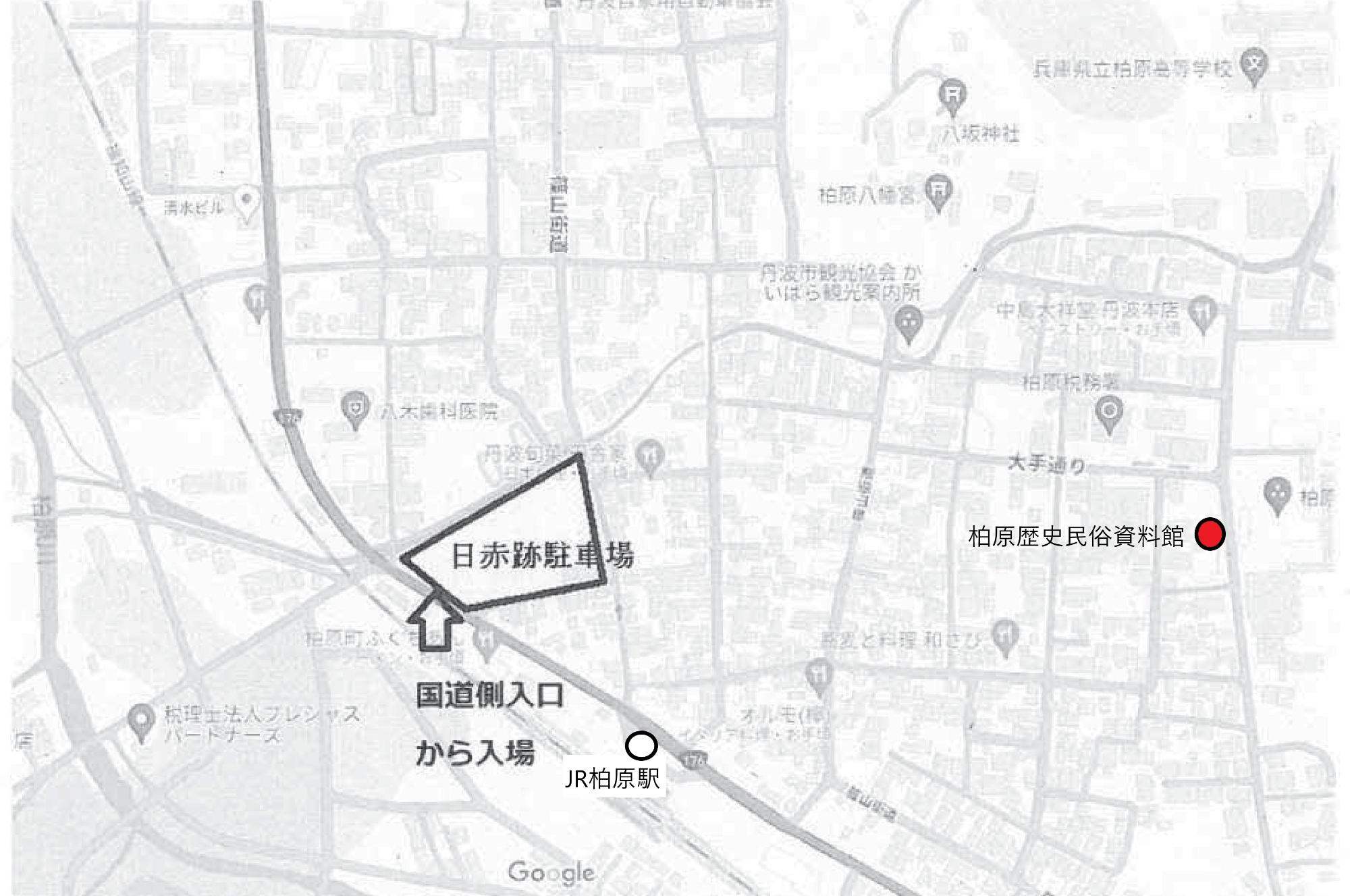 特別展オープニングイベント臨時駐車場の地図
