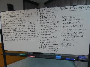 ホワイトボードに意見が出ている