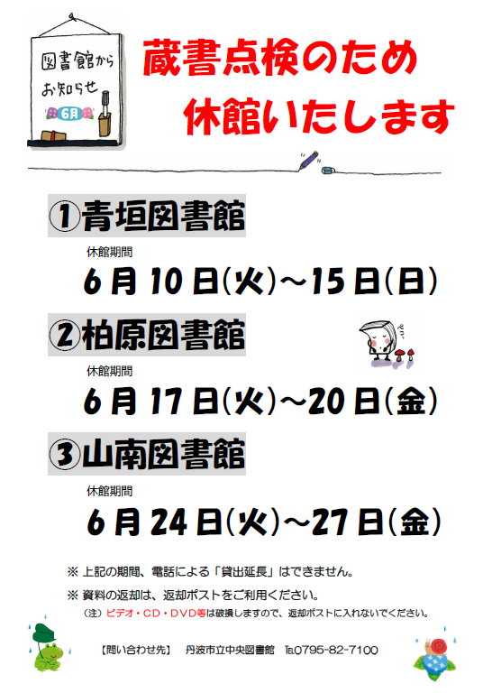 蔵書点検による休館のおしらせのポスター